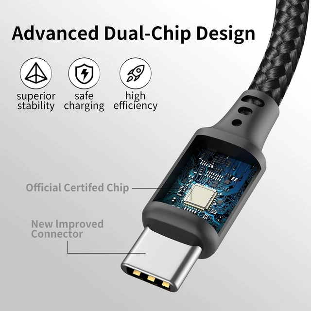 Alt view image 4 of 7 - 1.5FT USB C to USB C Cable, 3Pack Type C Charger Cord for iPhone 17/16/15 3A Fast Charging, MFI Certified, Nylon Braided, 1.5 Foot CarPlay Cord for iPhone 17/16/15, iPad Air/Pro, Galaxy S26/S25, Moto