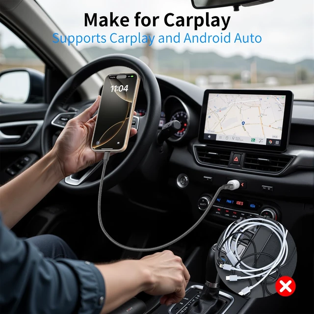Alt view image 6 of 7 - 1.5FT USB C to USB C Cable, 3Pack Type C Charger Cord for iPhone 17/16/15 3A Fast Charging, MFI Certified, Nylon Braided, 1.5 Foot CarPlay Cord for iPhone 17/16/15, iPad Air/Pro, Galaxy S26/S25, Moto