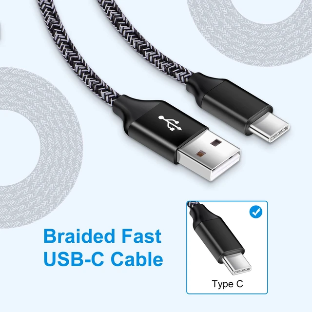 Alt view image 5 of 7 - Samsung Charging Cord USB C Cable for Galaxy S26 Ultra S26+ S26 S25 | 3Pack Braided USB A to Type C 3A Charger Cord Fast Charging for iPhone 17 16 15 Pro Max