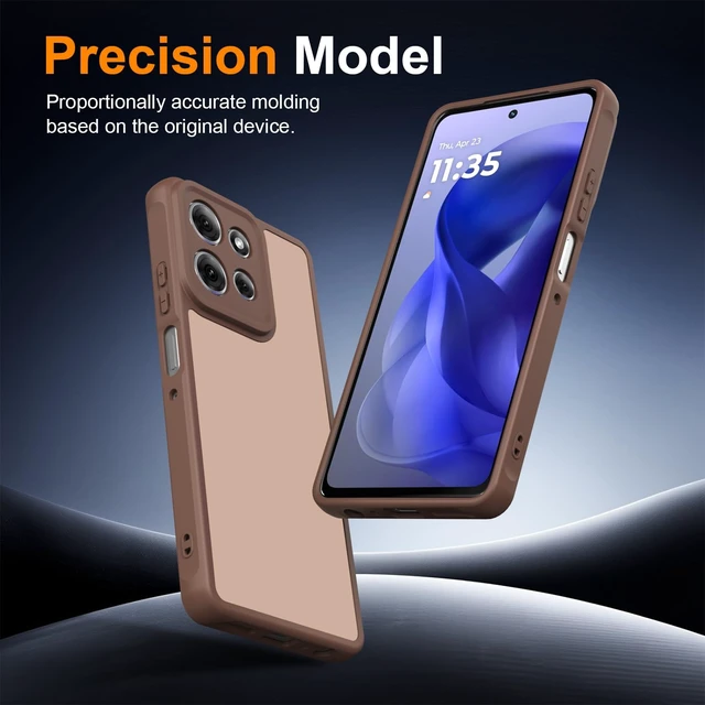 Alt view image 6 of 7 - for Motorola Moto G Power 2026 Case, Matte Dual-Tone Non-Slip Anti-Fingerprint Design with Screen Protector Hybrid Soft TPU Bumper Hard PC Back Protective Phone case for Moto G Power 2025, Brown