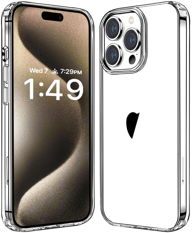 Main image of Compatiable with iPhone 15 Pro Max Case Clear, Transparent Shockproof Phone Case, Slim Anti-Scratch Hard PC Back Protective Cover Bumper, Clear