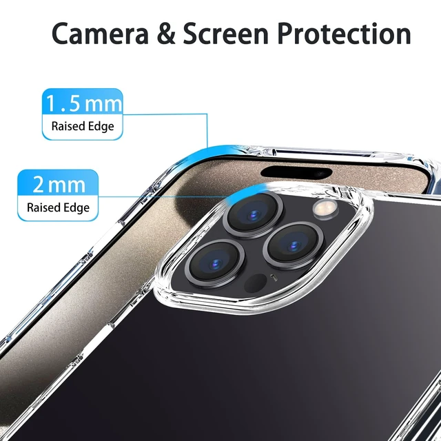 Alt view image 5 of 7 - Compatiable with iPhone 15 Pro Max Case Clear, Transparent Shockproof Phone Case, Slim Anti-Scratch Hard PC Back Protective Cover Bumper, Clear