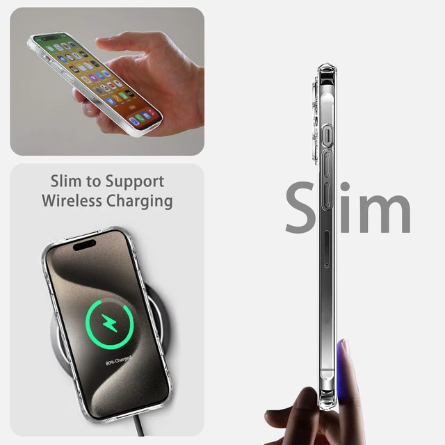 Alt view image 4 of 7 - Compatiable with iPhone 15 Pro Max Case Clear, Transparent Shockproof Phone Case, Slim Anti-Scratch Hard PC Back Protective Cover Bumper, Clear