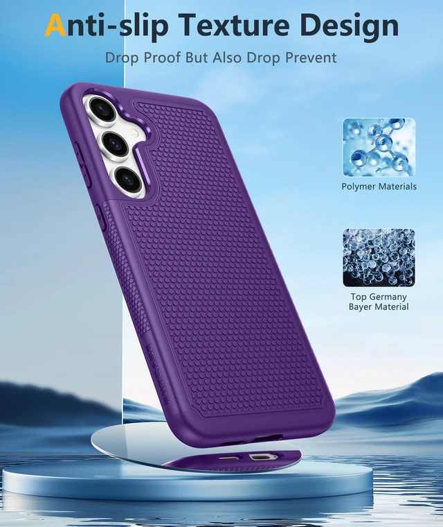 Alt view image 5 of 7 - for Samsung Galaxy S25 Phone Case: Dual Layer Non Slip Protective | With Screen Protector, Shockproof Drop Protection, Matte Textured Protective Cell Phone Cover, for Daily Use, Purple