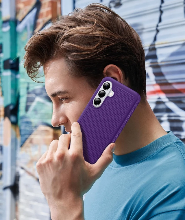 Alt view image 7 of 7 - for Samsung Galaxy S25 Phone Case: Dual Layer Non Slip Protective | With Screen Protector, Shockproof Drop Protection, Matte Textured Protective Cell Phone Cover, for Daily Use, Purple