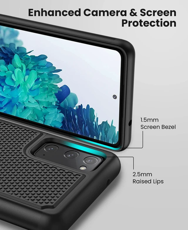 Alt view image 3 of 7 - for Samsung Galaxy S20 FE 5G Case: Dual Layer Non Slip Black | Military Grade Drop Protection, Matte Textured, Shockproof Protective Cell Phone Cover, for Daily Use, Black