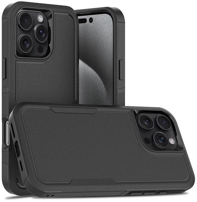 Main image of HeavyDuty Rugged AntiDrop Shockproof Protective Phone Case for iPhone 16 Pro Max, Durable Protective Shell, Black