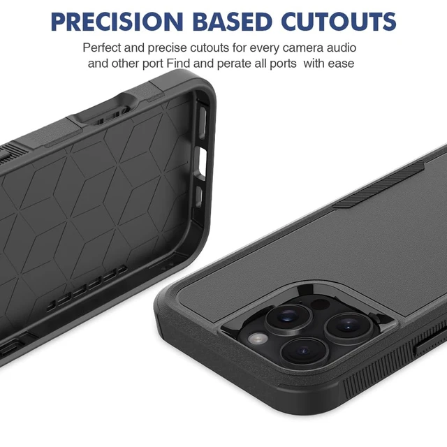 Alt view image 6 of 6 - HeavyDuty Rugged AntiDrop Shockproof Protective Phone Case for iPhone 16 Pro Max, Durable Protective Shell, Black