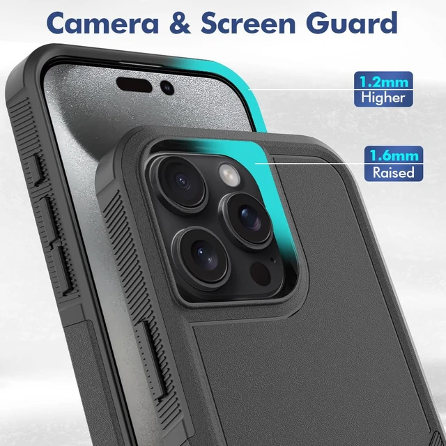 Alt view image 5 of 6 - HeavyDuty Rugged AntiDrop Shockproof Protective Phone Case for iPhone 16 Pro Max, Durable Protective Shell, Black