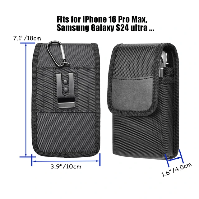 Alt view image 2 of 7 - Two Phone Case Holder with Strong Belt Clip, Dual Phone Case for Two Phones, Hook and Loop Closure, Sturdy Nylon Material Dual Phone Holster for iPhone and Samsung