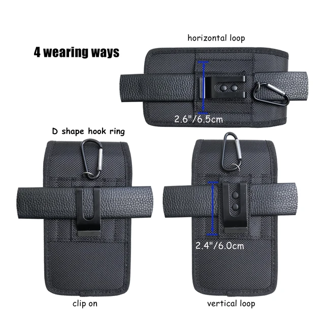 Alt view image 4 of 7 - Two Phone Case Holder with Strong Belt Clip, Dual Phone Case for Two Phones, Hook and Loop Closure, Sturdy Nylon Material Dual Phone Holster for iPhone and Samsung
