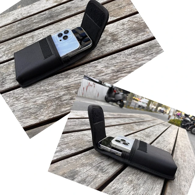 Alt view image 5 of 7 - Two Phone Case Holder with Strong Belt Clip, Dual Phone Case for Two Phones, Hook and Loop Closure, Sturdy Nylon Material Dual Phone Holster for iPhone and Samsung