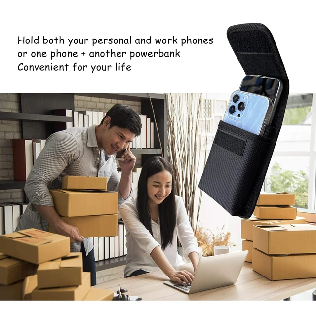Alt view image 6 of 7 - Two Phone Case Holder with Strong Belt Clip, Dual Phone Case for Two Phones, Hook and Loop Closure, Sturdy Nylon Material Dual Phone Holster for iPhone and Samsung