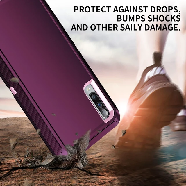 Alt view image 2 of 6 - for Galaxy A50 Case,Heavy Duty Shockproof Dust/Drop Poof 3 Layers Full Bady Protection Rugged Cover Case for Galaxy A50,Purple/Pink