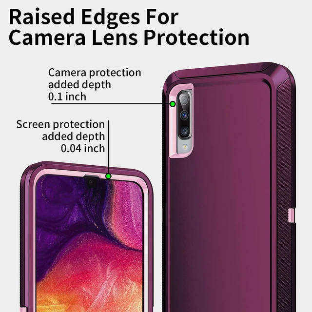 Alt view image 4 of 6 - for Galaxy A50 Case,Heavy Duty Shockproof Dust/Drop Poof 3 Layers Full Bady Protection Rugged Cover Case for Galaxy A50,Purple/Pink