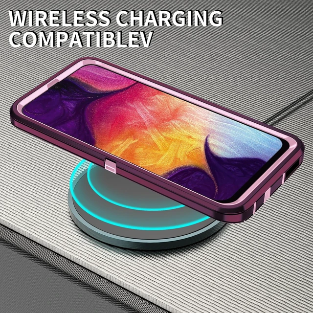 Alt view image 6 of 6 - for Galaxy A50 Case,Heavy Duty Shockproof Dust/Drop Poof 3 Layers Full Bady Protection Rugged Cover Case for Galaxy A50,Purple/Pink