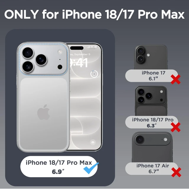 Alt view image 2 of 7 - Magnetic Case for iPhone 18 Pro Max/17 Pro Max 6.9 inch, Clear | Compatible with MagSafe & Magnetic Car Phone Mount, Not Yellowing, Anti-Scratch