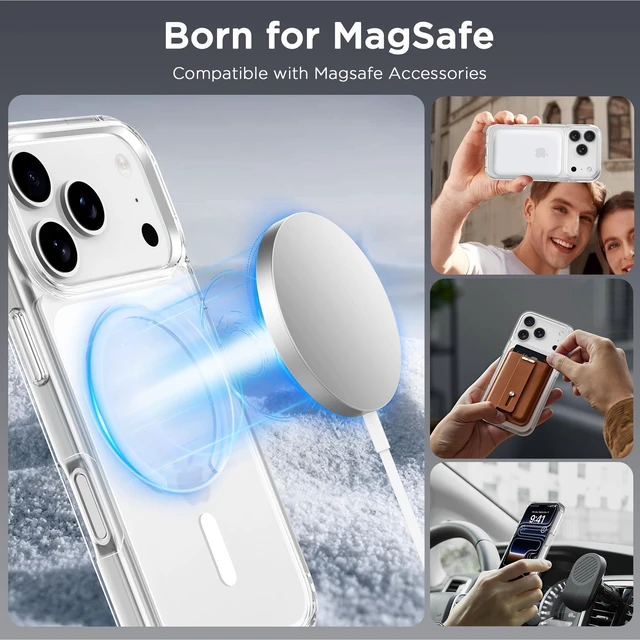 Alt view image 4 of 7 - Magnetic Case for iPhone 18 Pro Max/17 Pro Max 6.9 inch, Clear | Compatible with MagSafe & Magnetic Car Phone Mount, Not Yellowing, Anti-Scratch