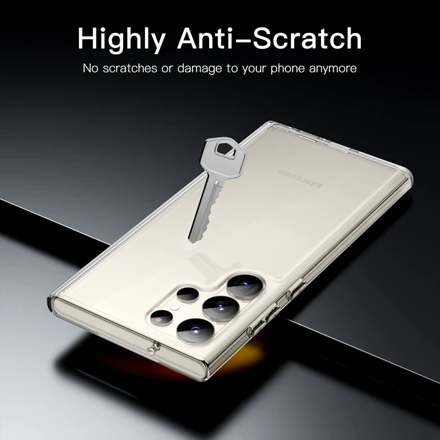 Alt view image 4 of 7 - Case for Samsung Galaxy S23 Ultra, Anti-Yellowing, Clear | Shockproof Protection, Scratch Resistant Hard PC Back, Durable Transparent TPU Bumper