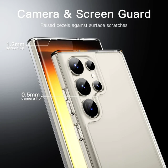 Alt view image 5 of 7 - Case for Samsung Galaxy S23 Ultra, Anti-Yellowing, Clear | Shockproof Protection, Scratch Resistant Hard PC Back, Durable Transparent TPU Bumper