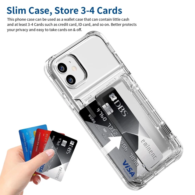 Alt view image 3 of 7 - for iPhone 11 Case Wallet with Credit Card Holder Clear Transparent | Cover for iPhone 11 6.1 inch Protective Phone Case Heavy Duty Protection Shockproof Anti-Scratch Anti-Yellow