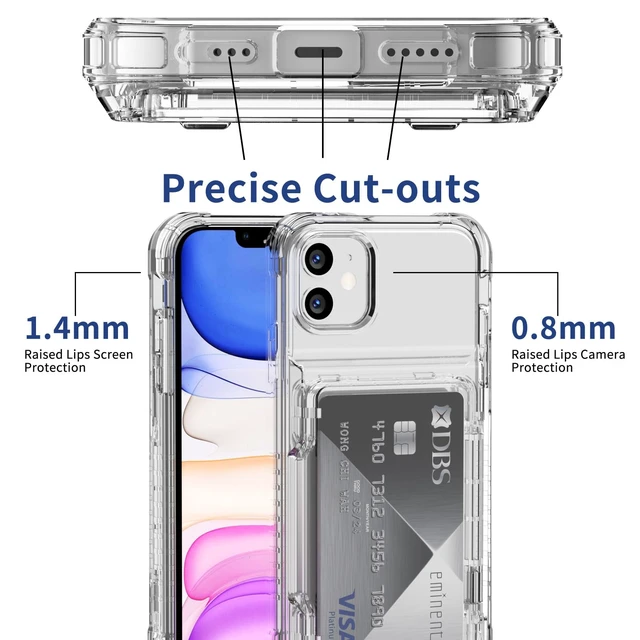 Alt view image 6 of 7 - for iPhone 11 Case Wallet with Credit Card Holder Clear Transparent | Cover for iPhone 11 6.1 inch Protective Phone Case Heavy Duty Protection Shockproof Anti-Scratch Anti-Yellow