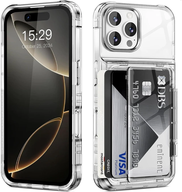 Main image of for iPhone 16 Pro Max Case Wallet Clear with Credit Card Holder | Transparent Cover for iPhone 16 Pro Max 6.9 inch Protective Case Heavy Duty Protection Shockproof Anti-Scratch Anti-Yellow