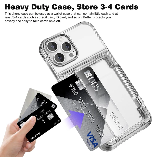 Alt view image 3 of 7 - for iPhone 16 Pro Max Case Wallet Clear with Credit Card Holder | Transparent Cover for iPhone 16 Pro Max 6.9 inch Protective Case Heavy Duty Protection Shockproof Anti-Scratch Anti-Yellow