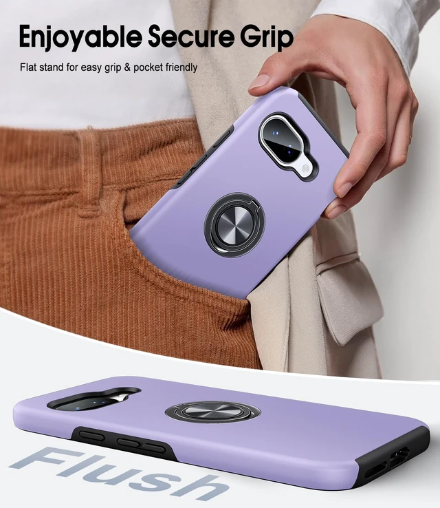 Alt view image 6 of 7 - for Google Pixel 9A Case with Ring Stand Shockproof Slim Phone Case | Dual Layer Military Grade Heavy Duty Shockproof Cover, Metal Kickstand Holder, Slim Fit Case for Google 9a, Purple