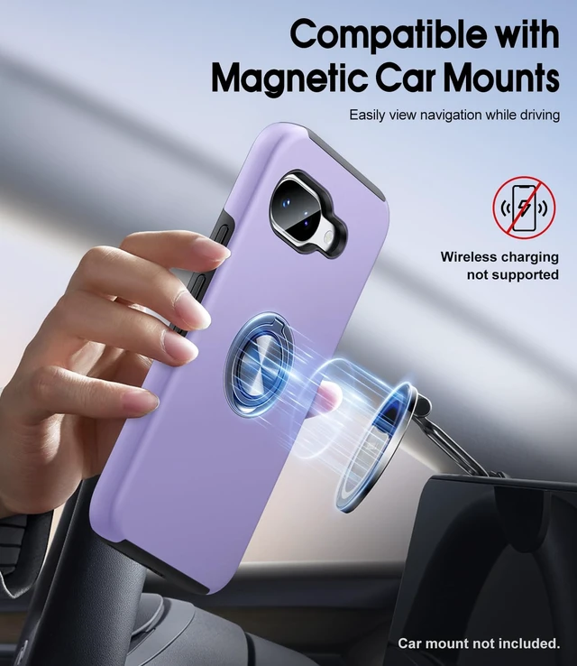 Alt view image 7 of 7 - for Google Pixel 9A Case with Ring Stand Shockproof Slim Phone Case | Dual Layer Military Grade Heavy Duty Shockproof Cover, Metal Kickstand Holder, Slim Fit Case for Google 9a, Purple