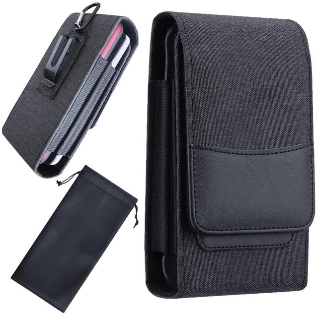 Main image of One Case Two Phones, Dual Phone Holster Pouch with Belt Clip, Hook and Loop Closure for iPhone 17 16 15 14 13 12 Pro Max, Moto G15,Edge 50,Galaxy Note 20 Ultra, S25 Ultra S24+A56-Black