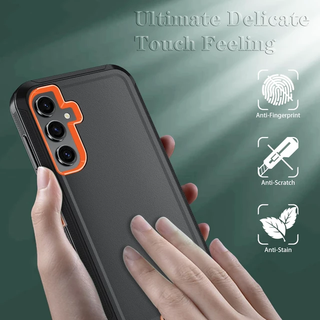 Alt view image 2 of 6 - for Samsung Galaxy S26 Case, 3-Layer Cover, BlackOrange | Heavy Duty Shockproof & Dropproof Phone Case with 2 Pack HD Screen Protector for Samsung Galaxy S26 6.3"