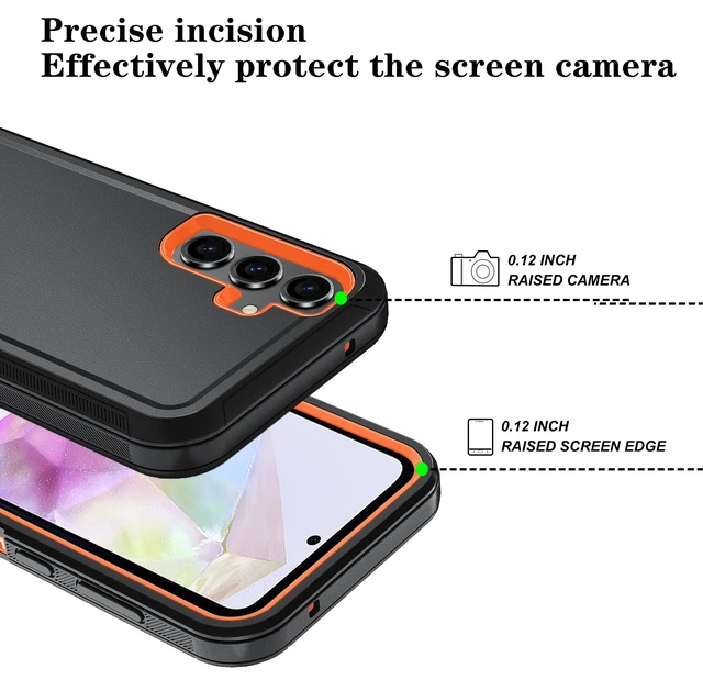 Alt view image 4 of 6 - for Samsung Galaxy S26 Case, 3-Layer Cover, BlackOrange | Heavy Duty Shockproof & Dropproof Phone Case with 2 Pack HD Screen Protector for Samsung Galaxy S26 6.3"