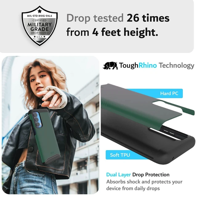 Alt view image 3 of 7 - Merge Case for Motorola Edge 5G UW 2021 - Hunter Green | Military Grade Drop Tested Dual Layer Heavy Duty Protection with Non-Slip Grip
