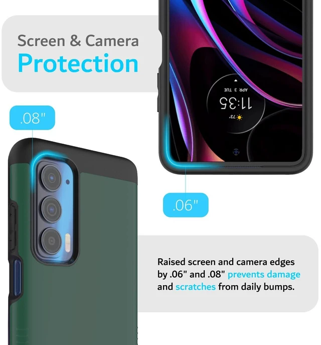 Alt view image 5 of 7 - Merge Case for Motorola Edge 5G UW 2021 - Hunter Green | Military Grade Drop Tested Dual Layer Heavy Duty Protection with Non-Slip Grip