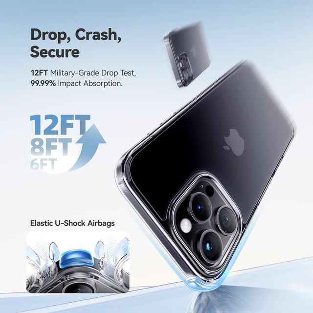 Alt view image 3 of 7 - for iPhone 16 Pro Case, Crystal Clear, Never Yellow Technology | 15FT Military-Grade Protection, Shockproof Slim Thin Transparent Cover, Women Men for iPhone 16 Pro Phone Case, 6.3 inch