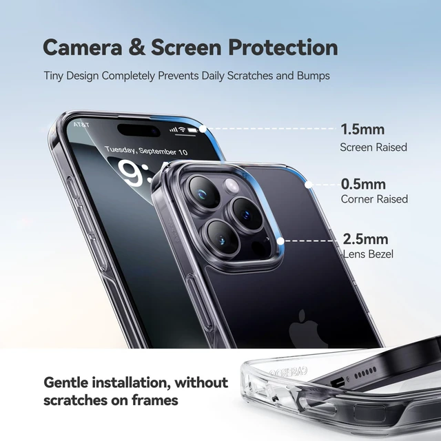 Alt view image 5 of 7 - for iPhone 16 Pro Case, Crystal Clear, Never Yellow Technology | 15FT Military-Grade Protection, Shockproof Slim Thin Transparent Cover, Women Men for iPhone 16 Pro Phone Case, 6.3 inch