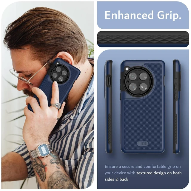 Alt view image 4 of 7 - MergeGrip Phone Case for OnePlus 12 5G 2024 - Military Grade, Drop Tested, Dual Layer, Shockproof, Anti-Slip, Heavy Duty & Protector Cover Protective Phone Case - Indigo Blue