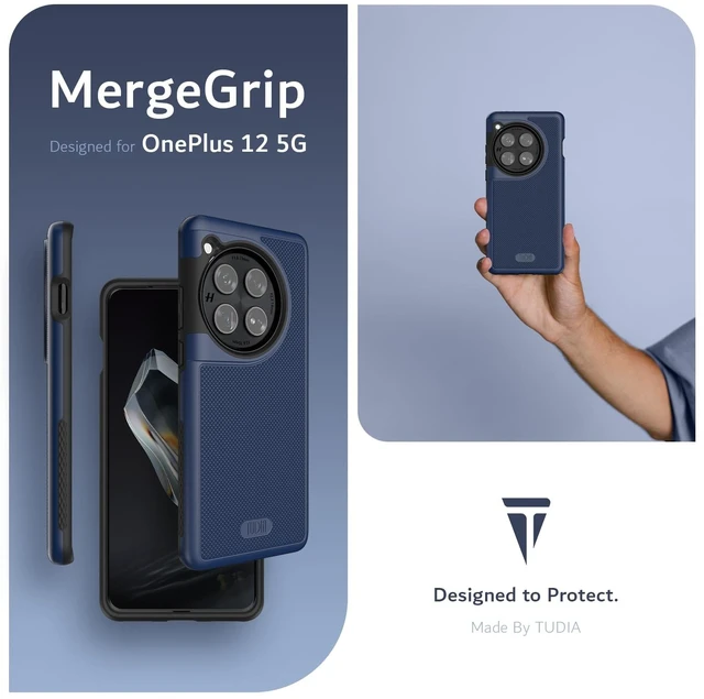Alt view image 7 of 7 - MergeGrip Phone Case for OnePlus 12 5G 2024 - Military Grade, Drop Tested, Dual Layer, Shockproof, Anti-Slip, Heavy Duty & Protector Cover Protective Phone Case - Indigo Blue