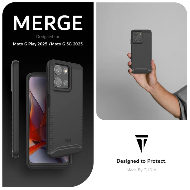 Alt view image 7 of 7 - Merge for Moto G Play 2026 / G 2026 / G 2025 Phone Case - Black | Military Grade Drop Tested | Dual Layer Heavy Duty Protection | Rugged Slim Grip Case for Motorola G 2025/2026 & G Play 2026