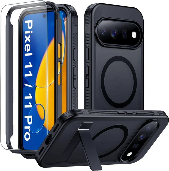 Main image of for Google Pixel 11/Pixel 11 Pro Case Stand, Heavy Duty Protection | 1x Glass Screen Protector, 2-Layer Durable Bumper, Built-in Kickstand, Magnetic with MagSafe, Matte Shockproof Phone Case