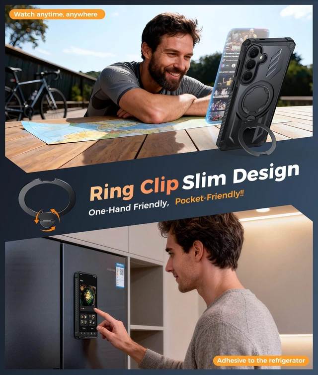 Alt view image 7 of 7 - for Samsung Galaxy S26 Case with 360 Spin Magnetic Stand Black | Screen Protector, Compatible with MagSafe, Heavy Duty Military-Grade Drop Protection, Grip Ring Kickstand, Shockproof Rugged