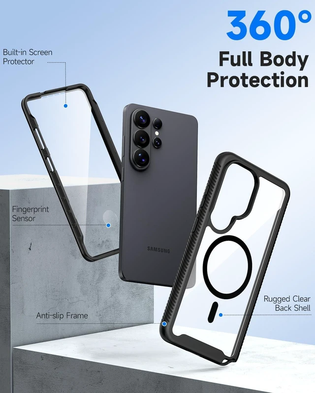 Alt view image 2 of 7 - Magnetic Designed for Samsung Galaxy S26 Ultra Phone Case Black | Full Body Shockproof Cover, with Built-in Screen Protector Slim Fit Protective Case for S26 Ultra 6.9"