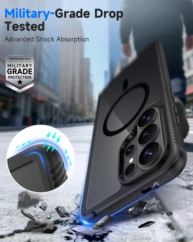 Alt view image 3 of 7 - Magnetic Designed for Samsung Galaxy S26 Ultra Phone Case Black | Full Body Shockproof Cover, with Built-in Screen Protector Slim Fit Protective Case for S26 Ultra 6.9"
