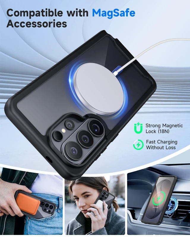 Alt view image 5 of 7 - Magnetic Designed for Samsung Galaxy S26 Ultra Phone Case Black | Full Body Shockproof Cover, with Built-in Screen Protector Slim Fit Protective Case for S26 Ultra 6.9"