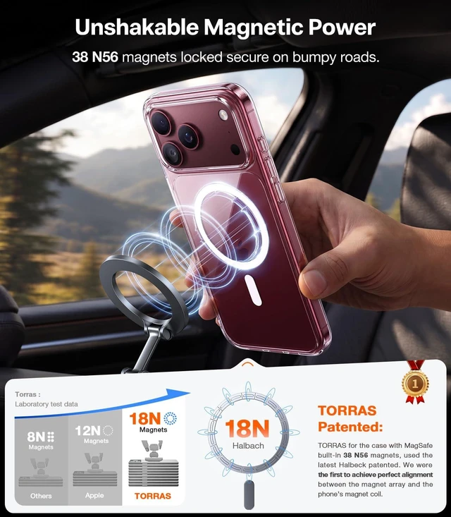 Alt view image 3 of 7 - Stronger Magnetic for iPhone 18 Pro Max Case, Anti-Yellowing Clear | Fit for MagSafe, Military Grade Drop Protection, Diamond Clear, Anti-Yellowing, Scratch Resistant, Camera Control, DIY Button