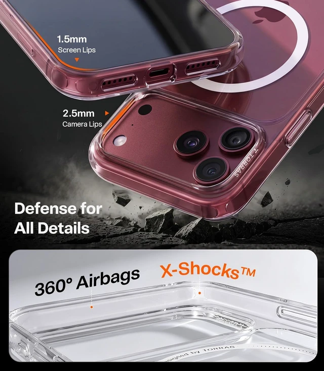 Alt view image 5 of 7 - Stronger Magnetic for iPhone 18 Pro Max Case, Anti-Yellowing Clear | Fit for MagSafe, Military Grade Drop Protection, Diamond Clear, Anti-Yellowing, Scratch Resistant, Camera Control, DIY Button