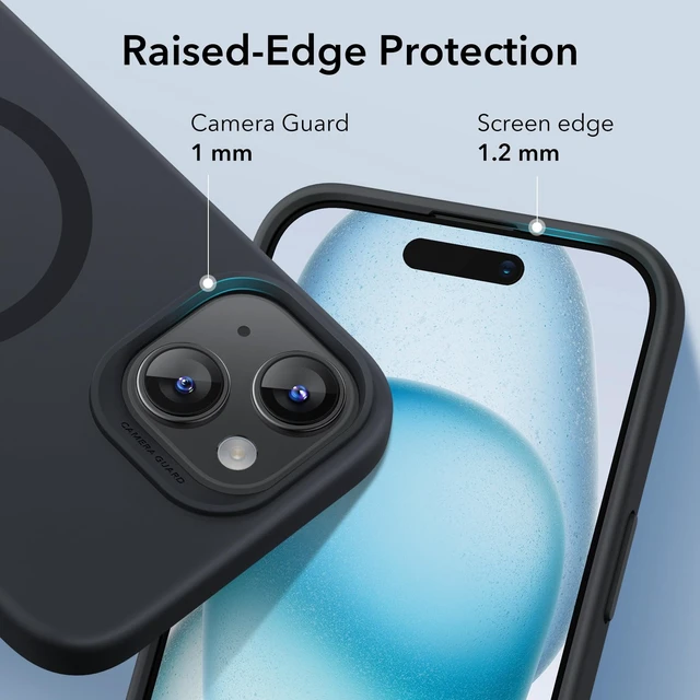 Alt view image 5 of 6 - for iPhone 15 Case with MagSafe, Supports Magnetic Charging, Slim Liquid Silicone Case, Shock Absorbing, Screen and Camera Protection, Cloud Series, Black