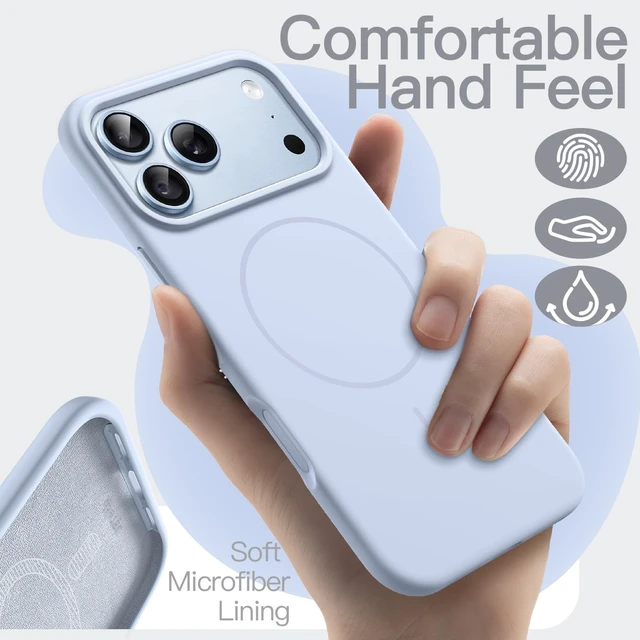 Alt view image 4 of 7 - Magnetic Silicone Case for iPhone 18 Pro, Glacier | Compatible with MagSafe, Silky Soft Touch, Shockproof Protection, Scratch Resistant