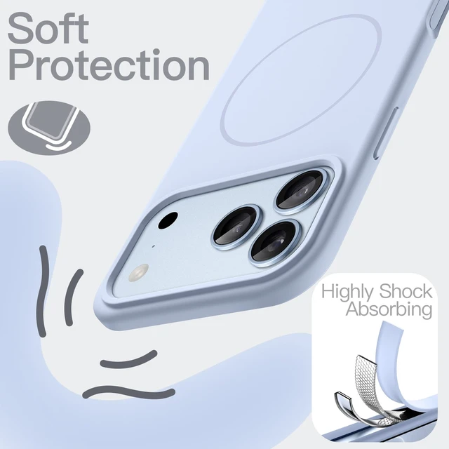 Alt view image 5 of 7 - Magnetic Silicone Case for iPhone 18 Pro, Glacier | Compatible with MagSafe, Silky Soft Touch, Shockproof Protection, Scratch Resistant